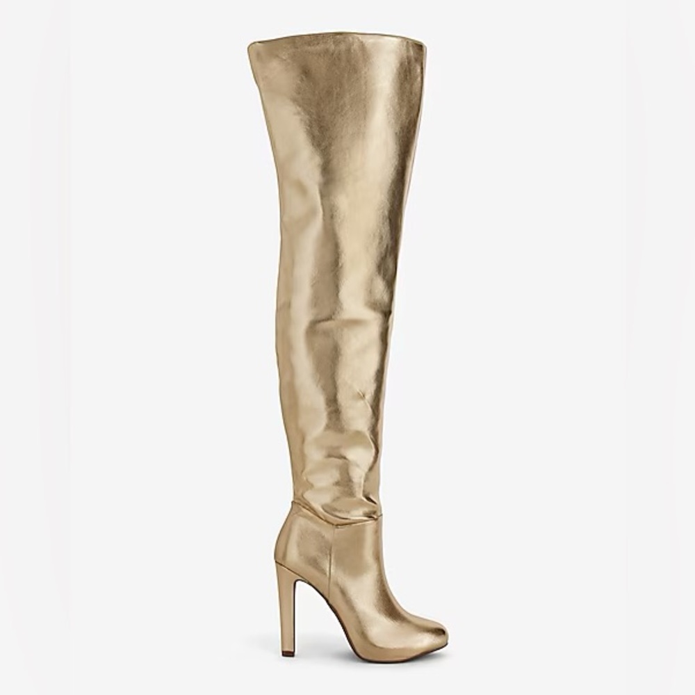 Brian Atwood x Express Metallic Over The Knee Heeled Boots